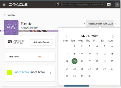 Date editor on the My Route page