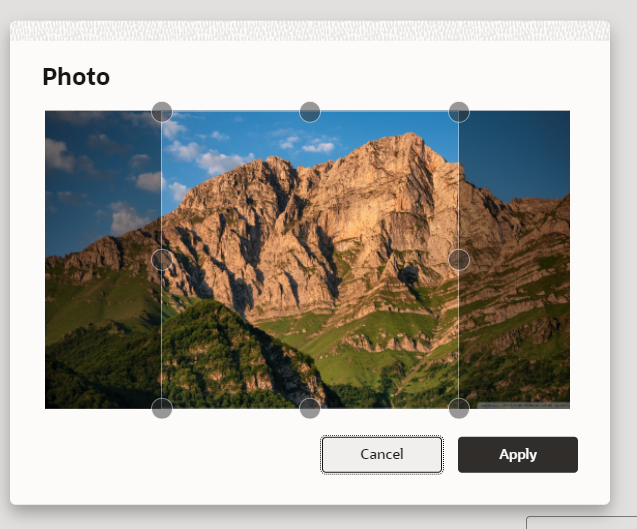 Redwood user interface stripe on a dialog box