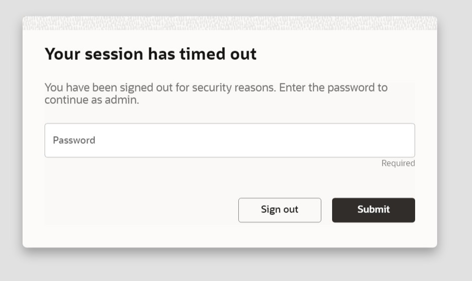 Your session has timed out dialog box