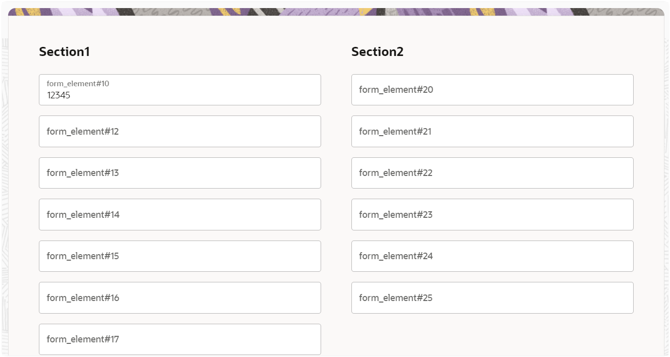 A form where two columns are displayed based on the value in the first field of the first column