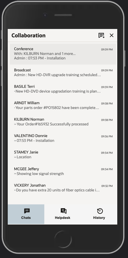 Collaboration window on a small screen device