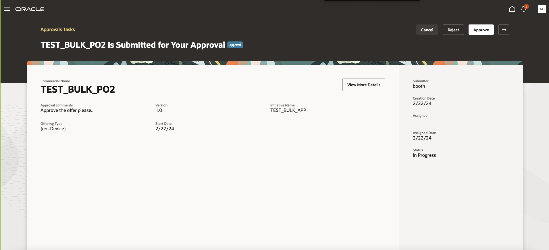 Bulk approval details