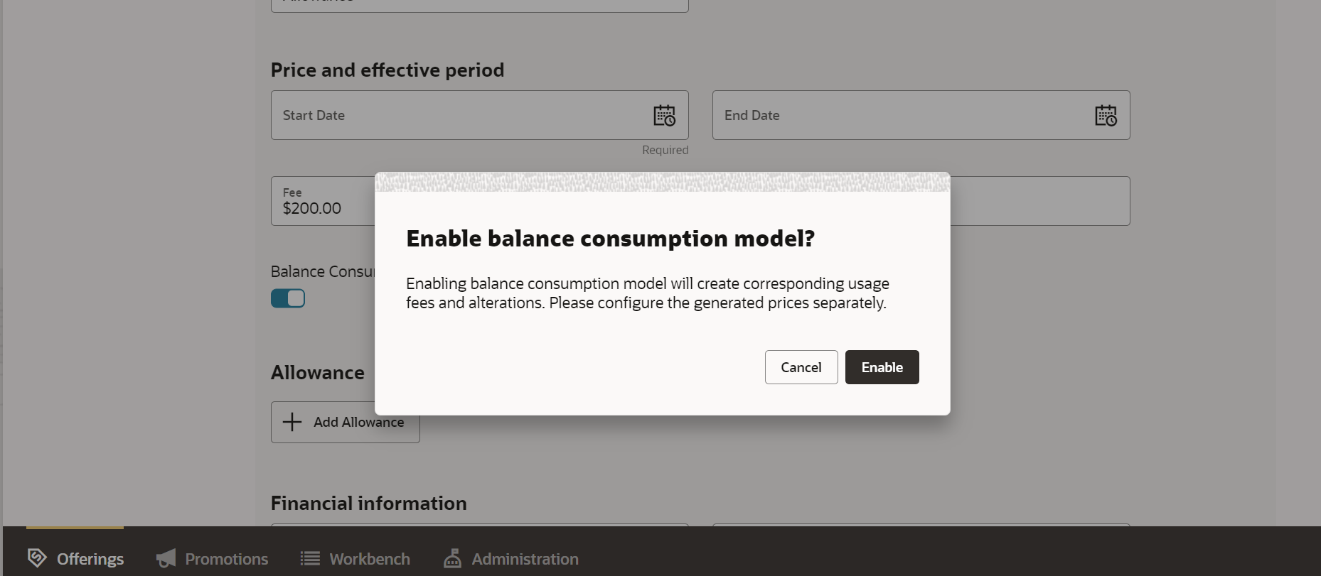 Balance Consumption Model