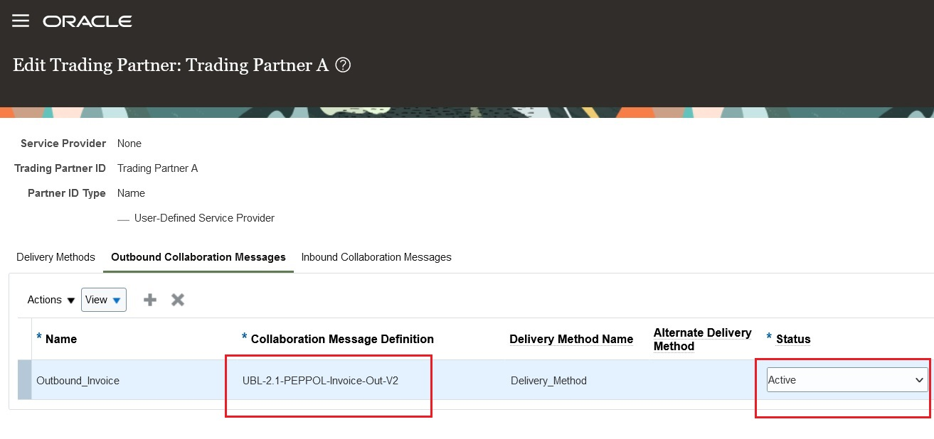 Screen capture that shows how to add an outbound message to a trading partner.