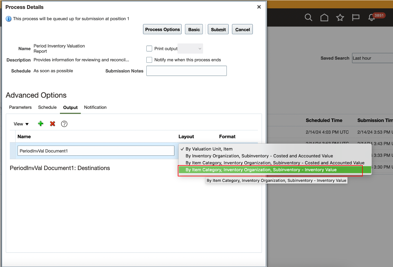 New template for viewing inventory value by item category, inventory organization, subinventory
