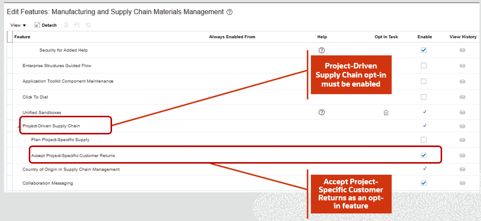 Accept Project-Specific Customer Returns