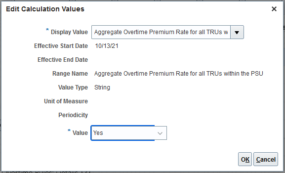 Aggregate Overtime Premium Rate for all TRUs within the PSU calculation value