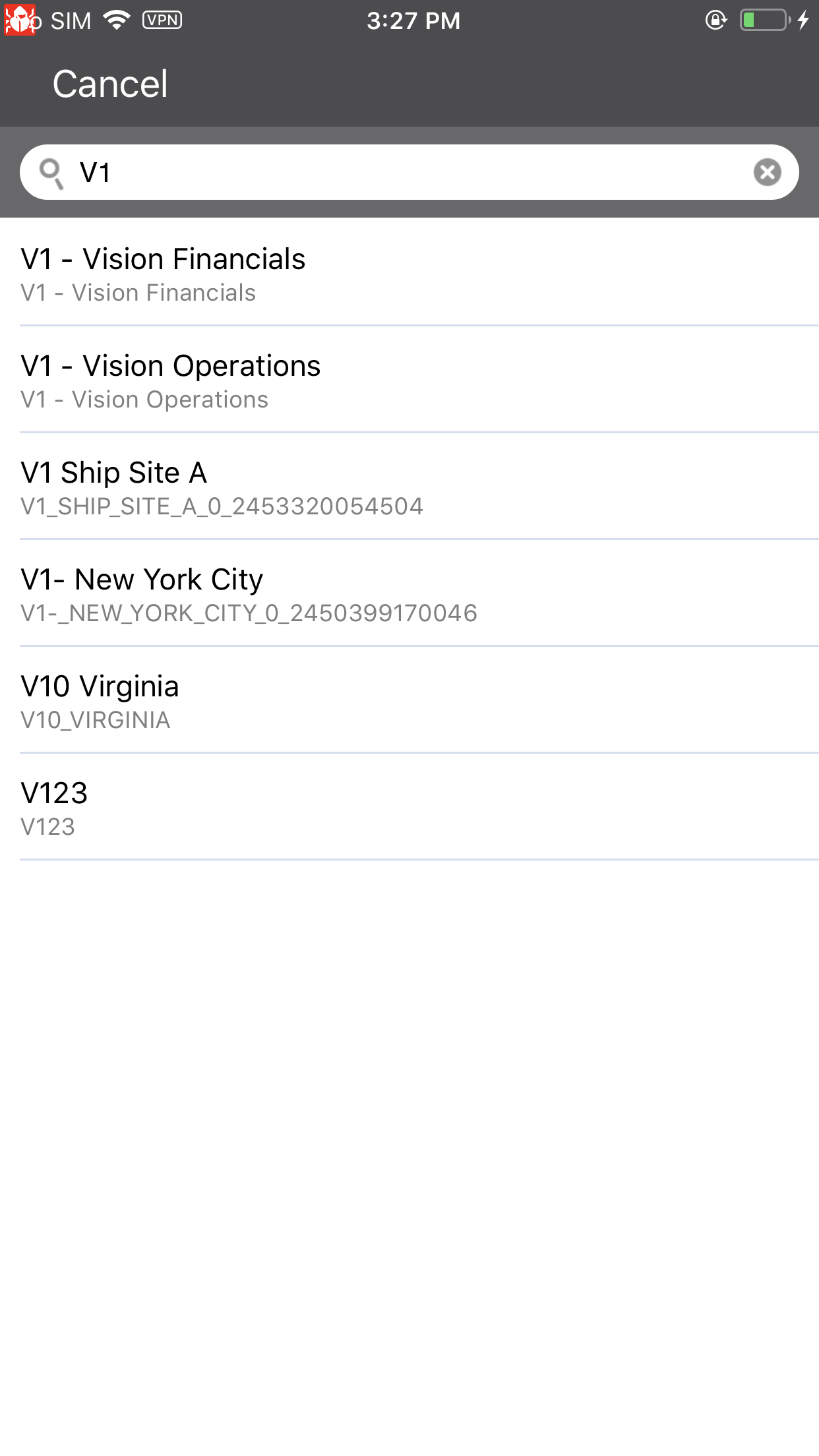 Search and Select Location
