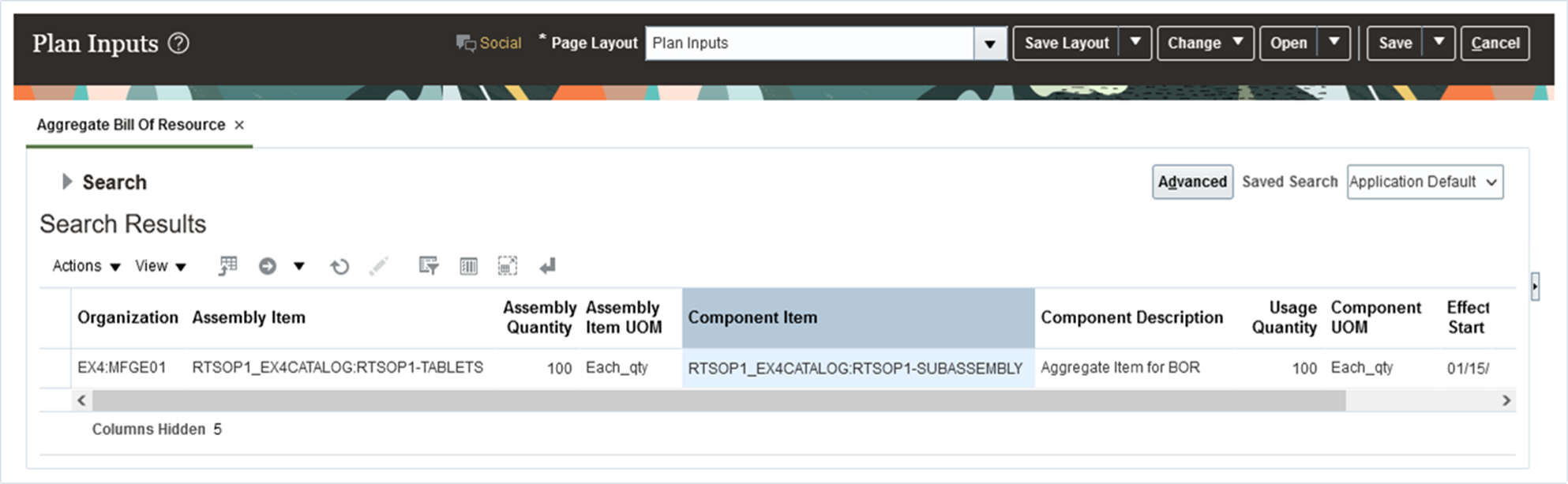 Category-Level Subassembly Loaded as a Component in a Bill of Resources