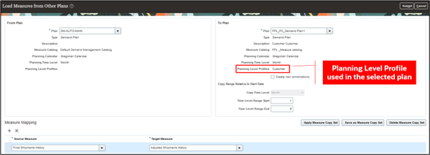 Load Measures from Other Plans page