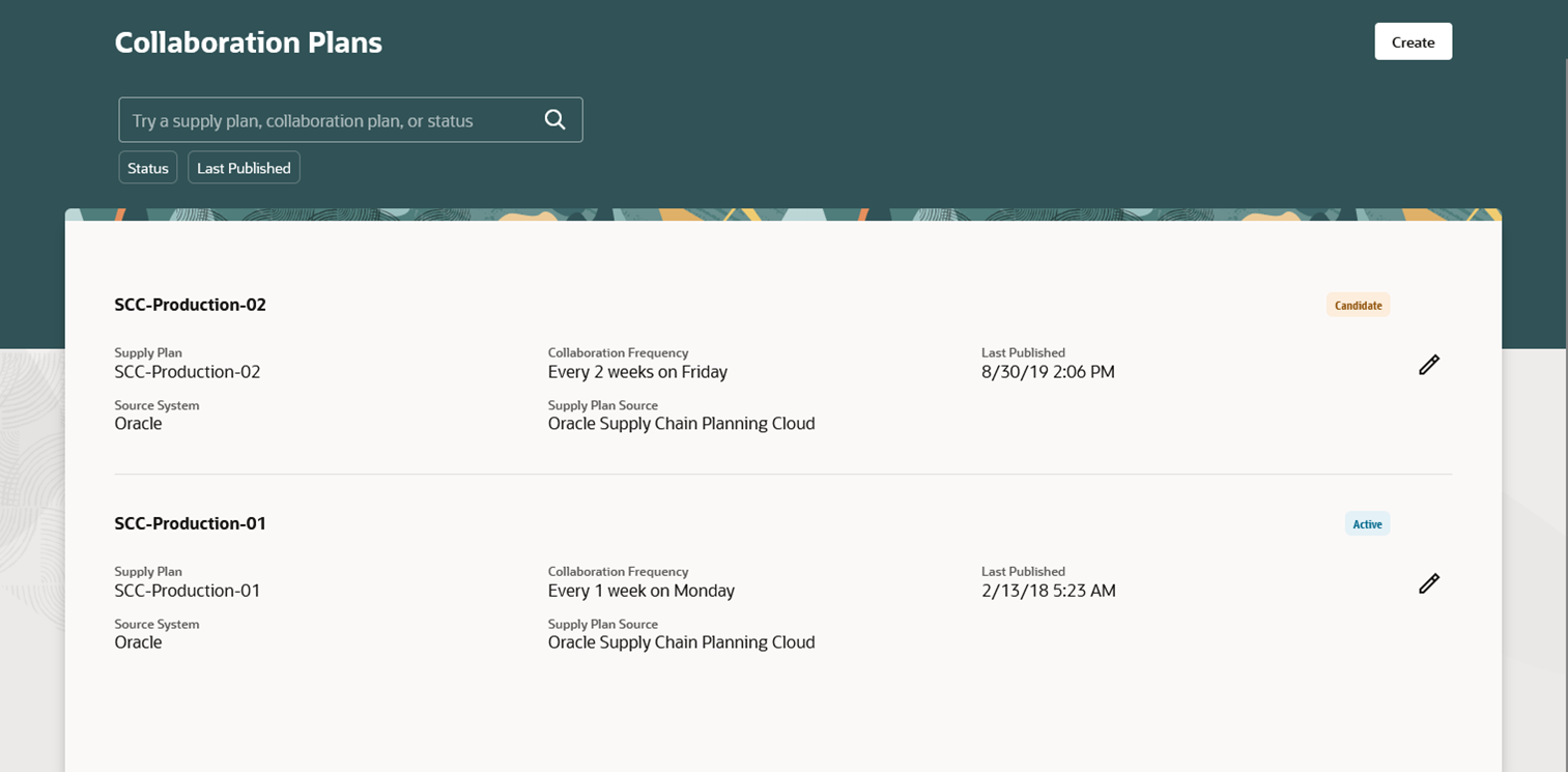 Collaboration Plans search page in the Redwood user experience