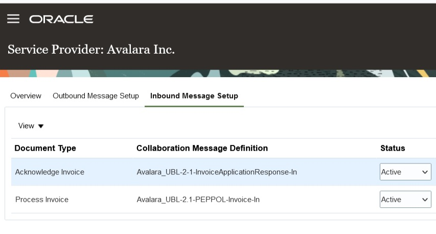Avalara- Inbound Message Setup