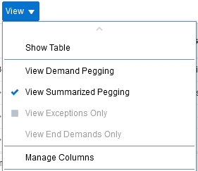 New View Summarized Pegging Menu Option