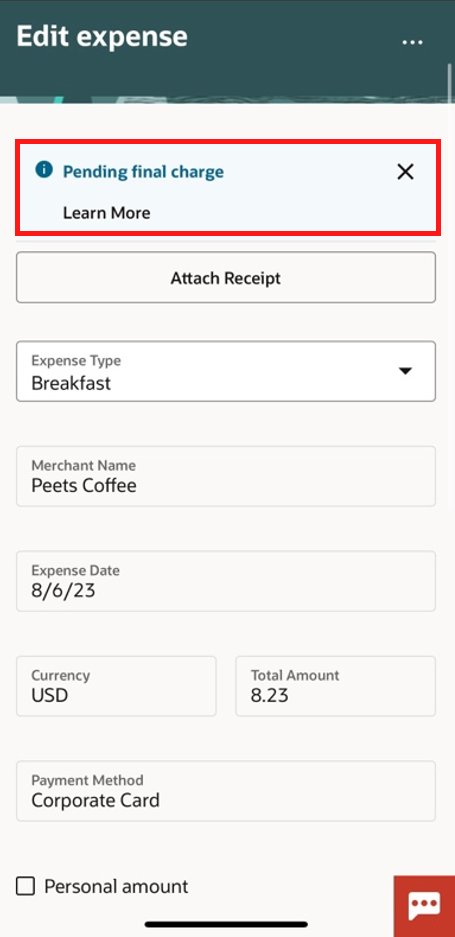 Pending final charge