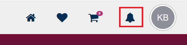 Bell icon on the header of a page