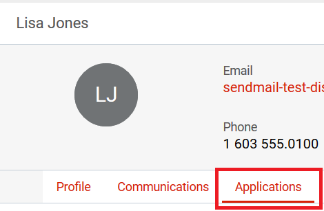 Applications tab on the person details page.