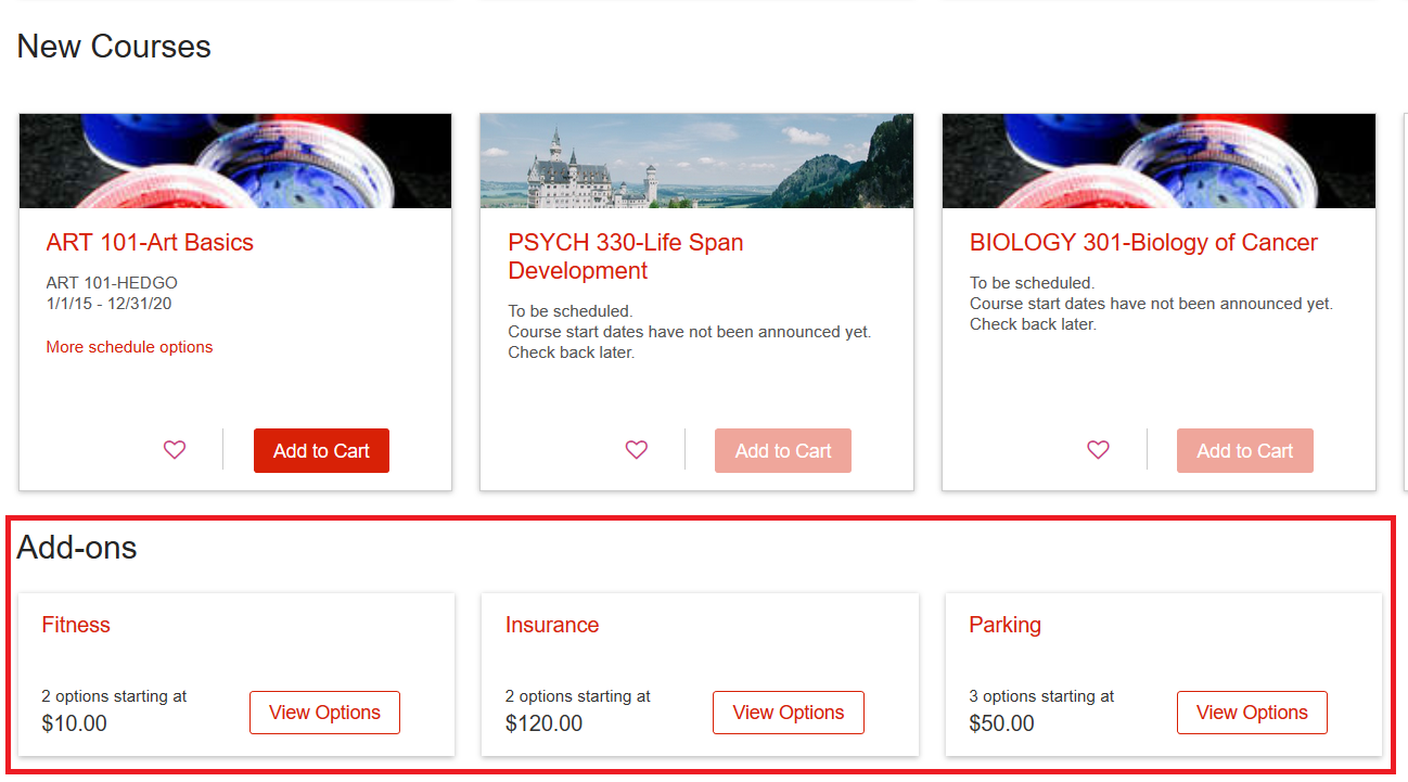 Add-ons such as parking.