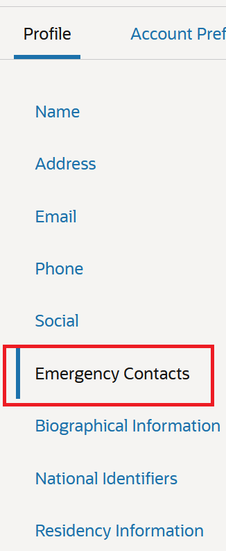 Emergency Contact Information Link
