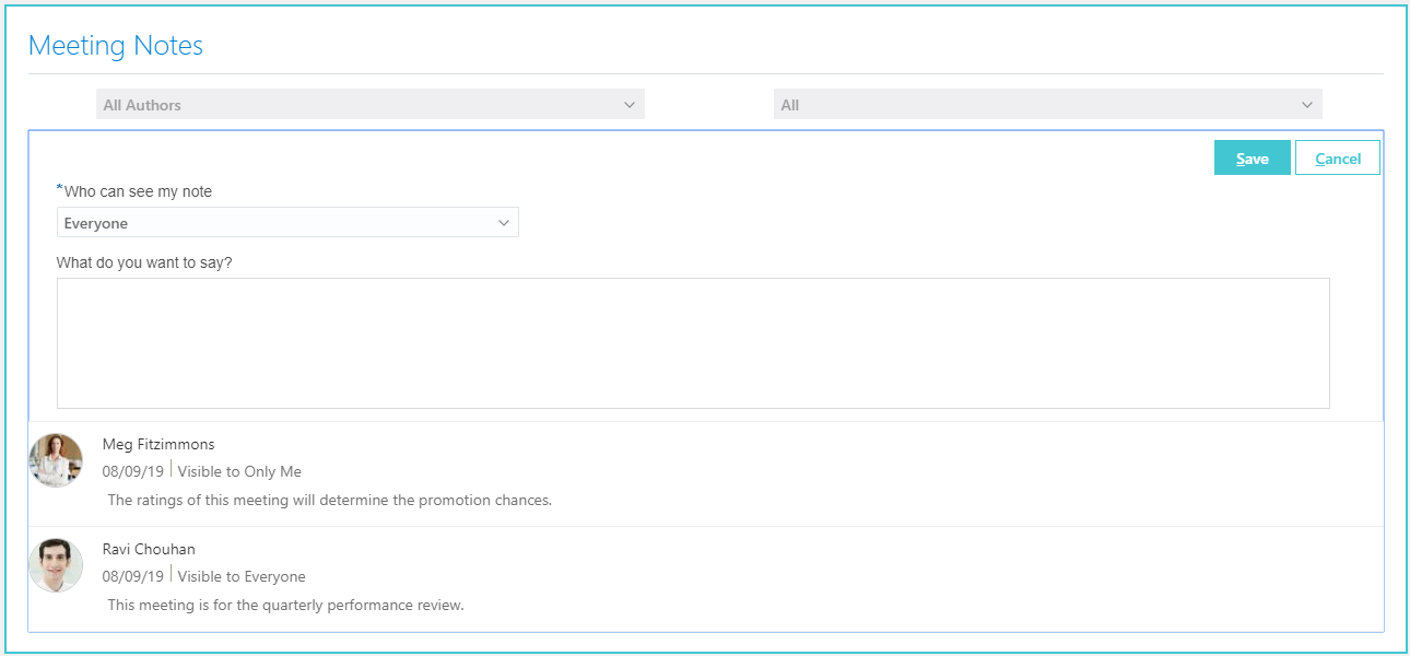 Meeting Notes page that shows the new note added
