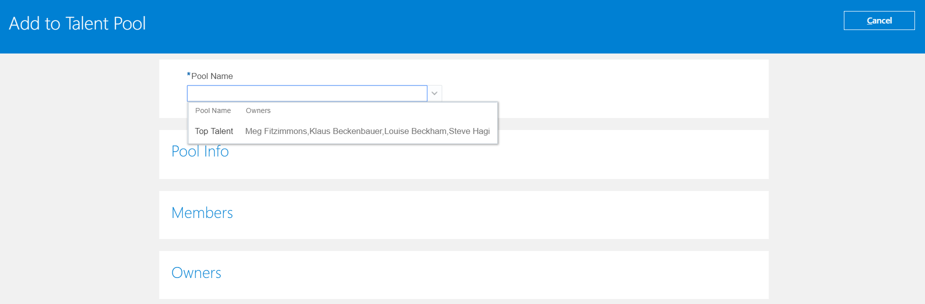 Responsive Add to Talent Pool page