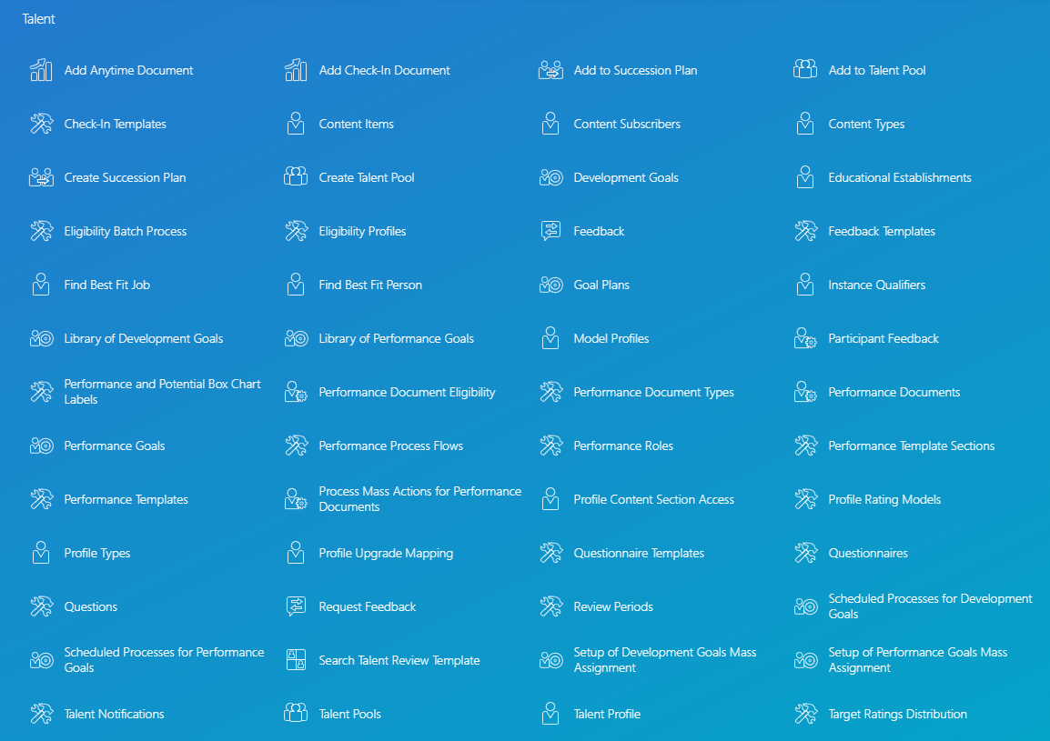 This image shows the Quick Actions available for Talent offerings in My Client Groups