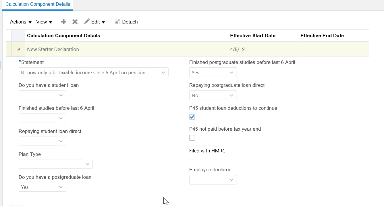 Court Order and student Loans Calculation Card gets automatically created with the relevant data.
