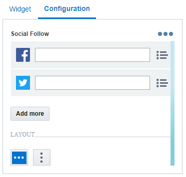 An image of the Social Follow content widget configuration