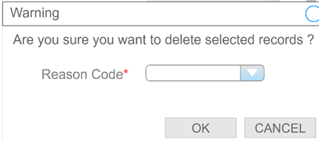 Reason Code Pop-Up
