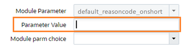 Default Reason Code on Short