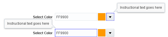 Shows input text field with note window with tails hovering near the form field; inside the small note window is where the instructional text appears telling user the kind of thing to enter.