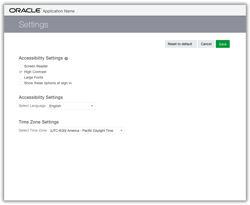 Depiction of general settings UI