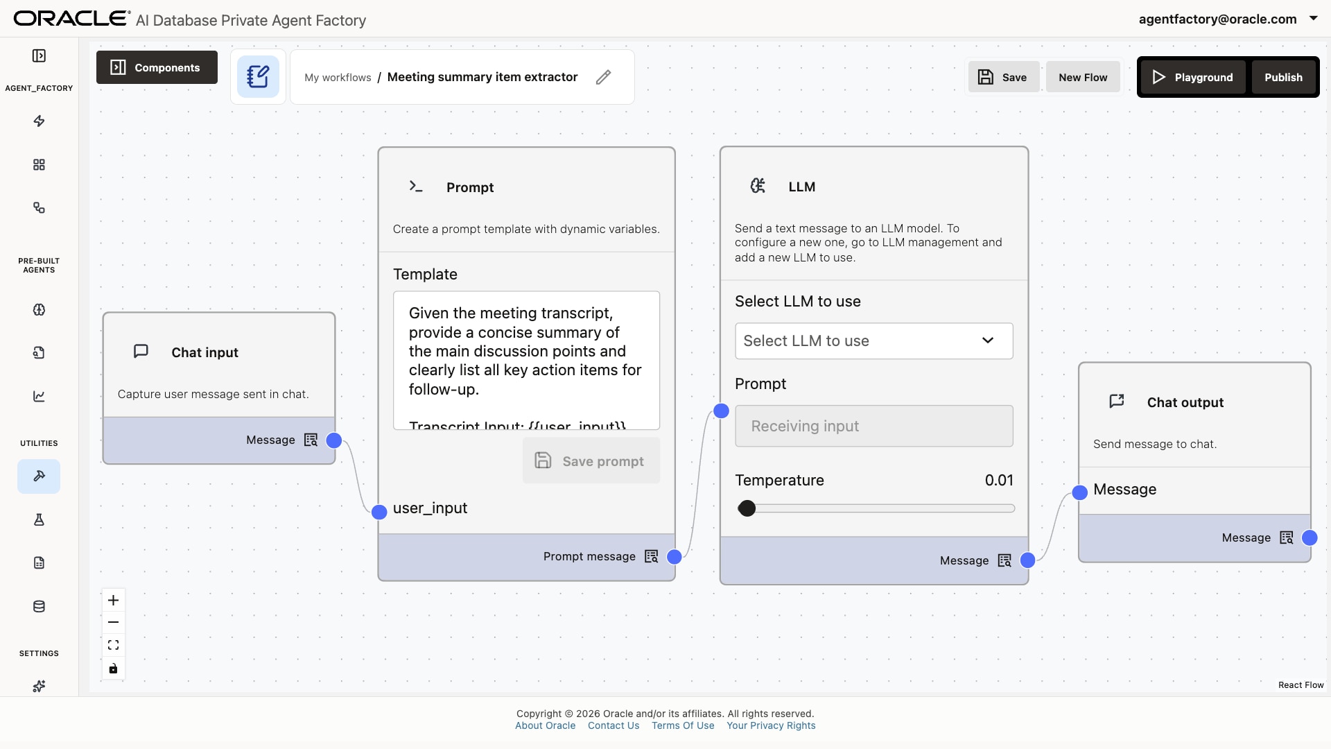 Screenshot of an Agent Builder workflow