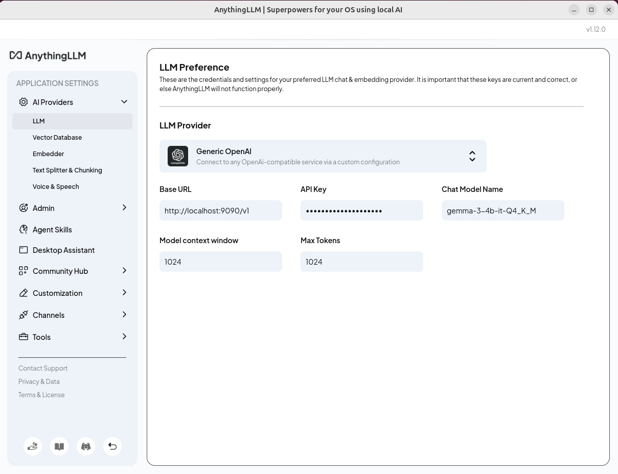 AnythingLLM configuration