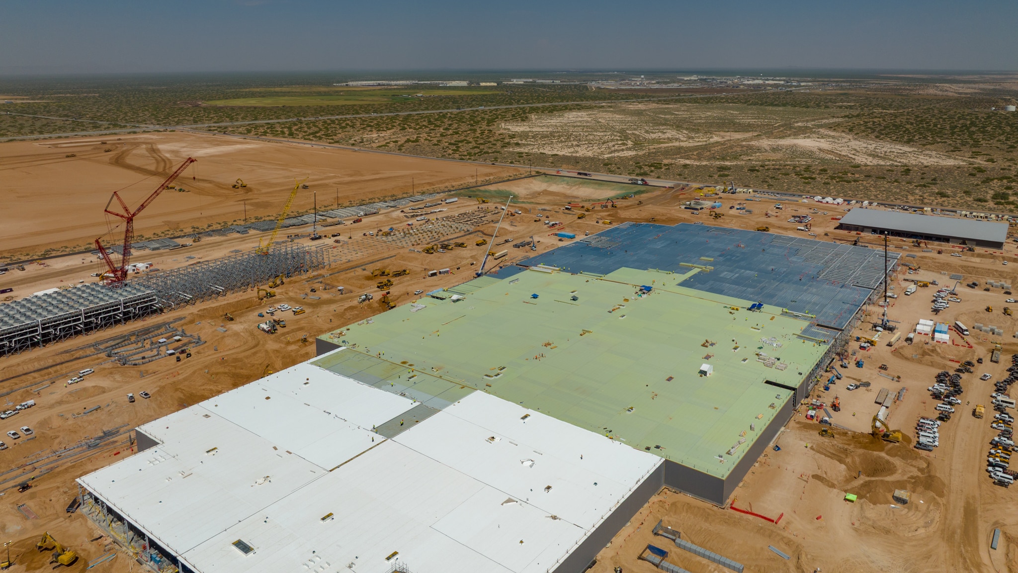 Aerial view of data center construction site in Doña Ana County