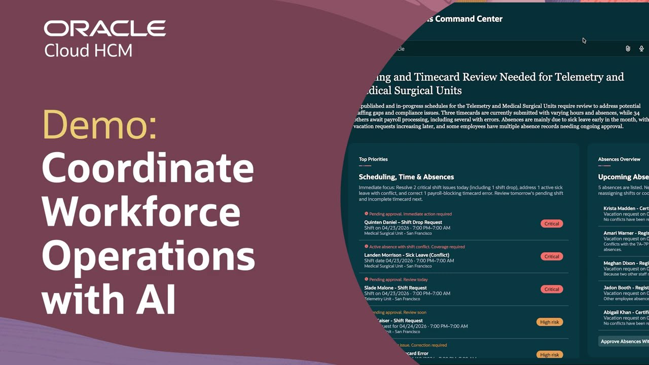 Workforce Operations Command Center: Oracle Fusion Cloud HCM Demo