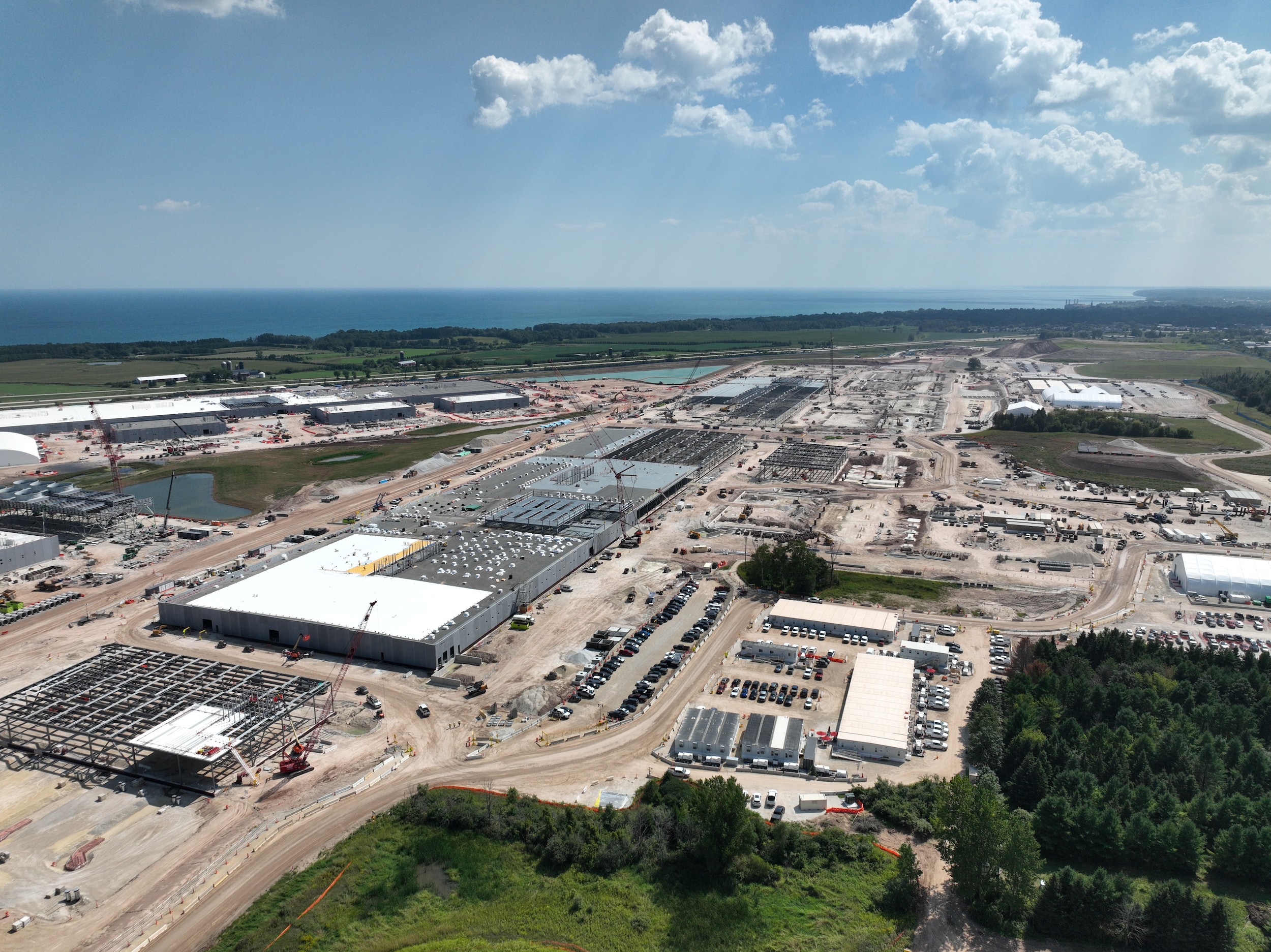Aerial view of Port Washington campus construction site